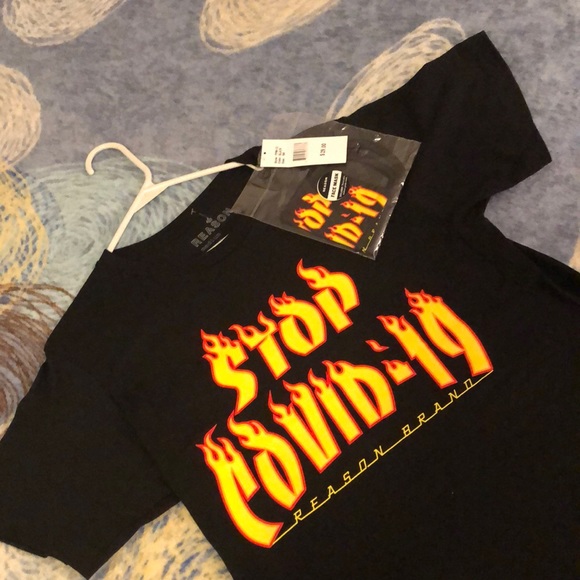 REASON BRAND Stop COVID-19 T Shirt&Mask - Picture 4 of 6